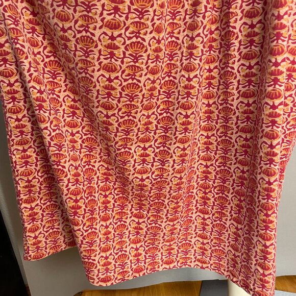 Handmade Muumuu Dress Batik Ruffle Neckline Short Sleeve Red Yellow Women Mumu - Picture 9 of 9